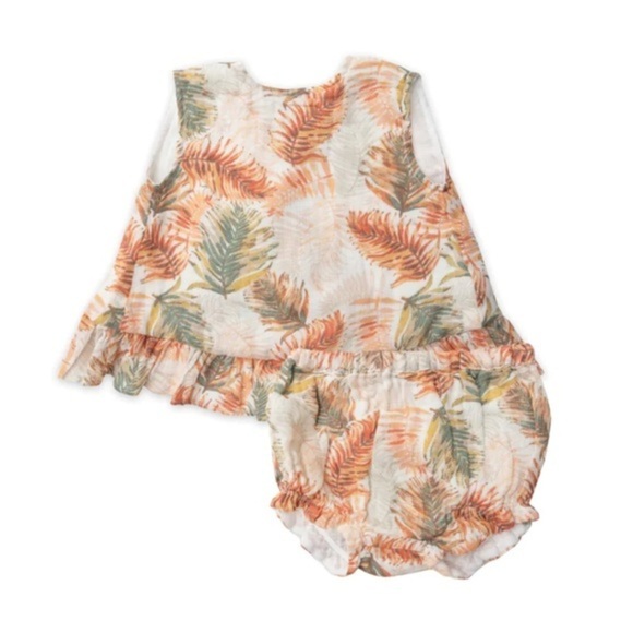 Angel Dear Palm leaves ruffle swing top and bloomer matching set 12-18 month - Picture 1 of 7